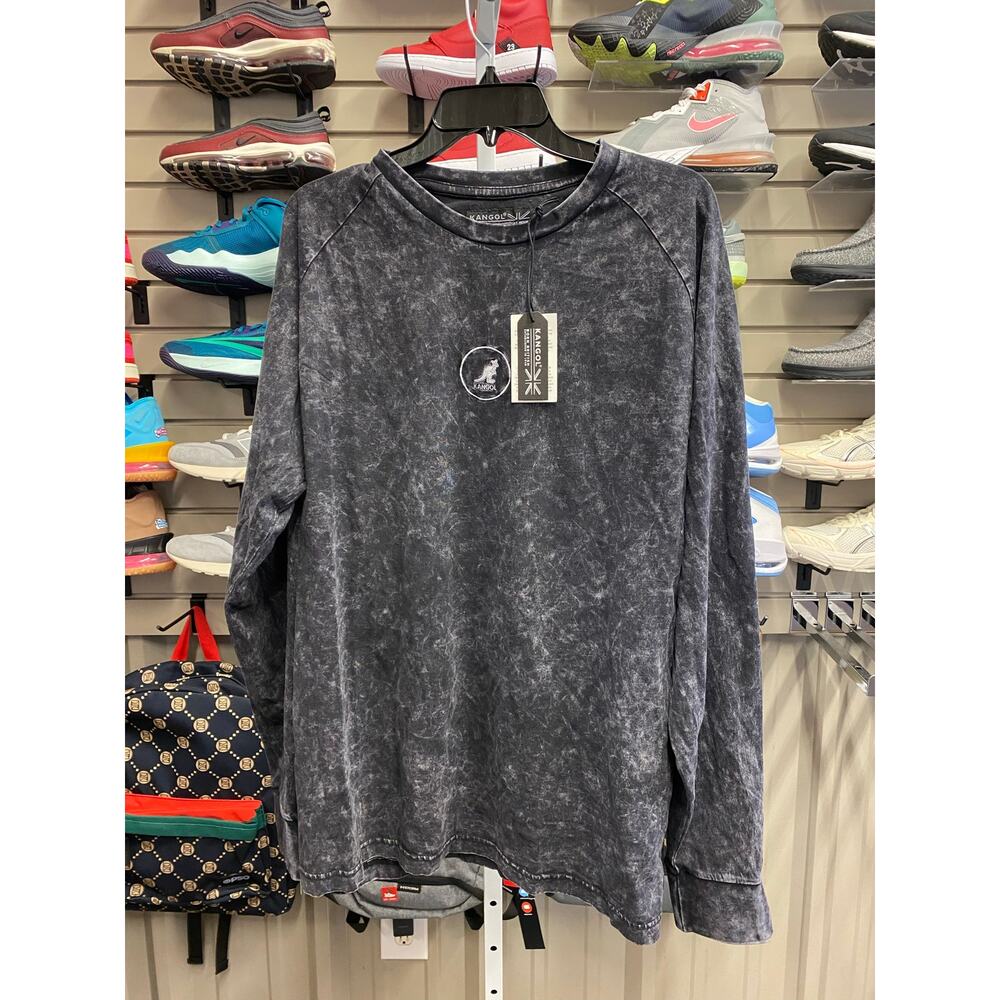 Kangol Black Acid Wash Long Sleeve T-Shirt Size XL New with Tags!